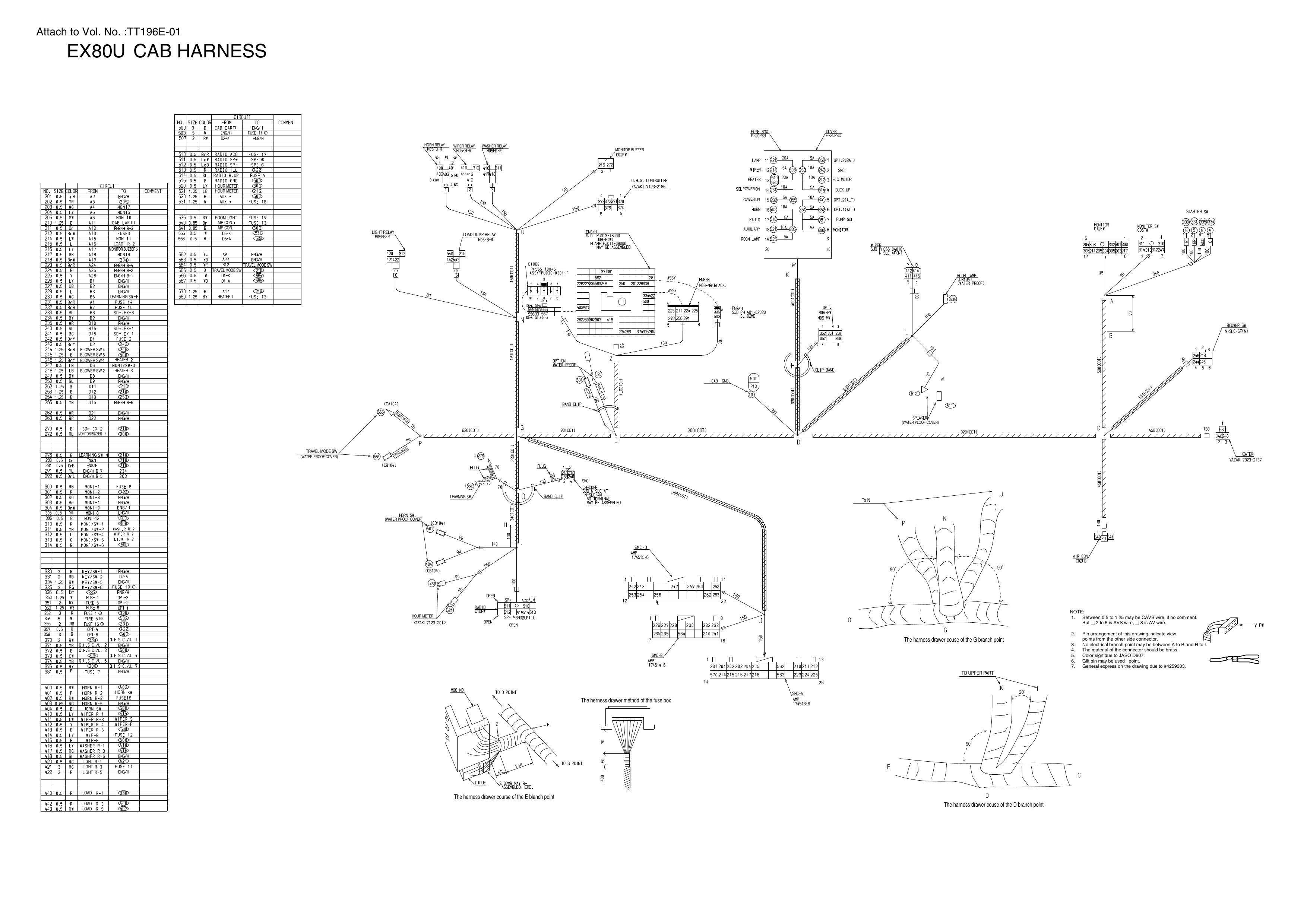 EX80U HITACHI HYDRAULIC CIRCUIT ELECTRICAL CIRCUIT DIAGRAM